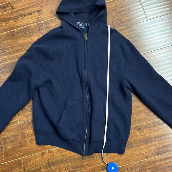Hoodie Lambs wool Ralph Lauren Polo 100% wool sweater full zip jacket - Picture 3 of 5
